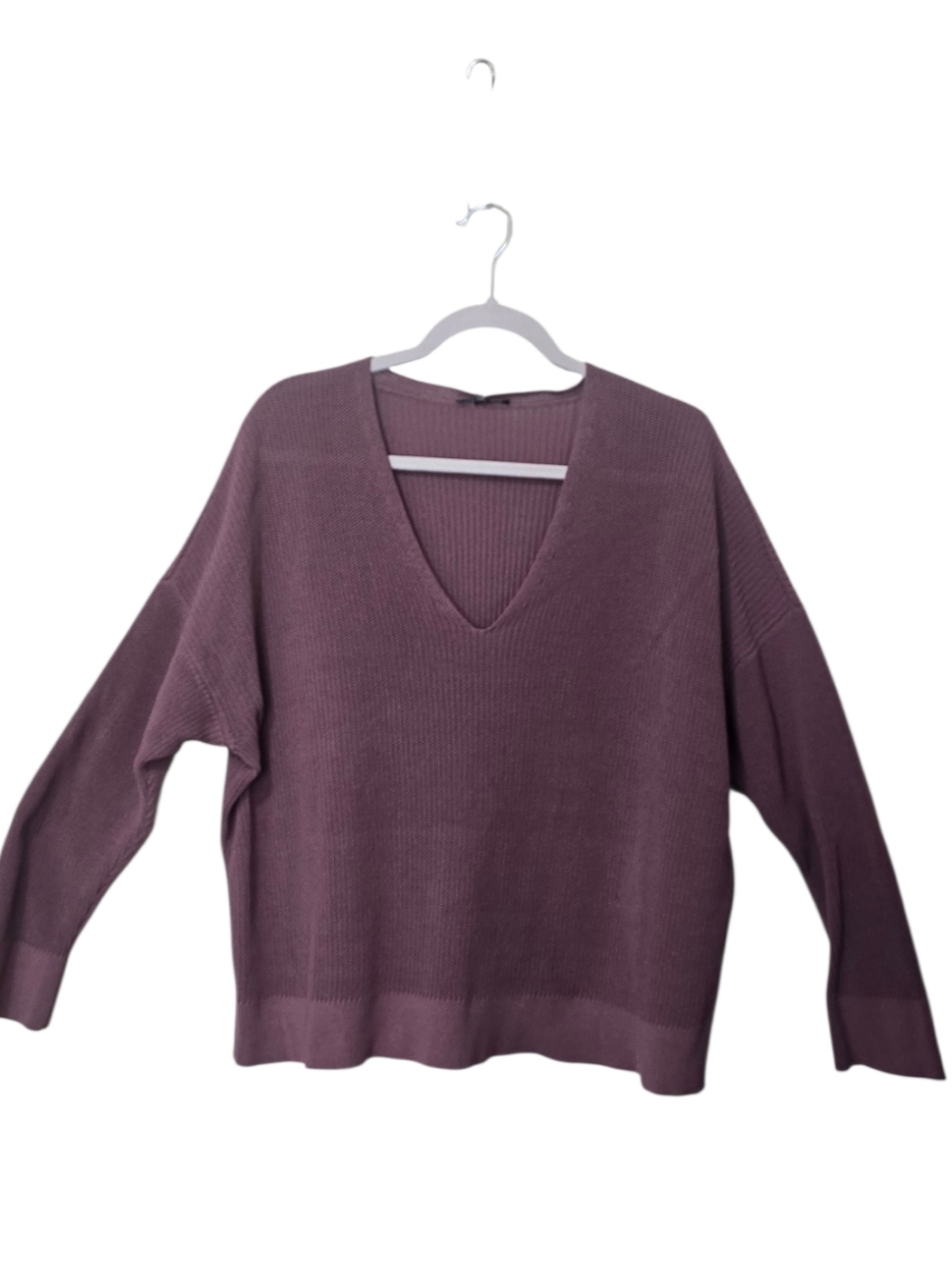 Eileen Fisher Organic Cotton Mauve Honeycomb Knit Boxy Sweater XL Spring Coastal